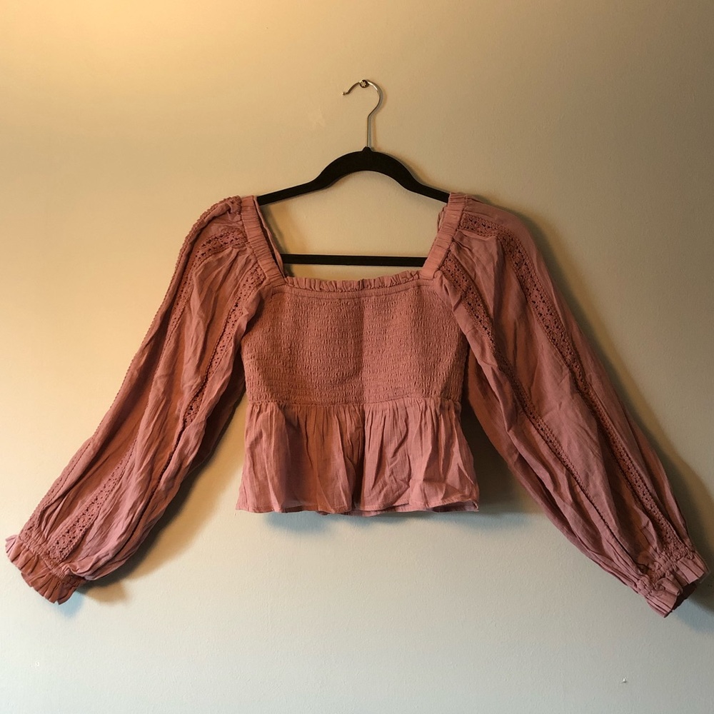 Square Neck Americal Eagle Peasant Top
